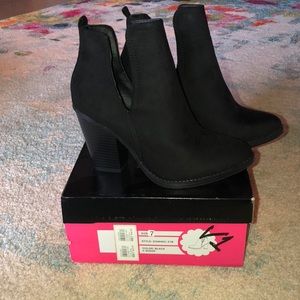 Black suede booties